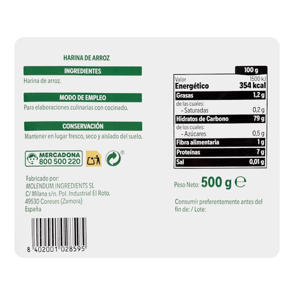 Harina de arroz 500g - Imagen 2